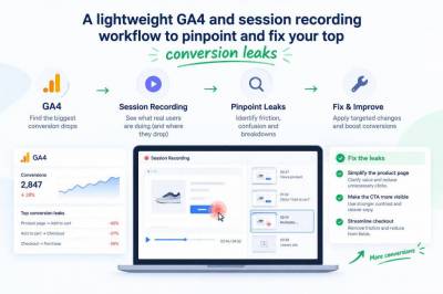 A lightweight ga4 and session recording workflow to pinpoint and fix your top conversion leaks