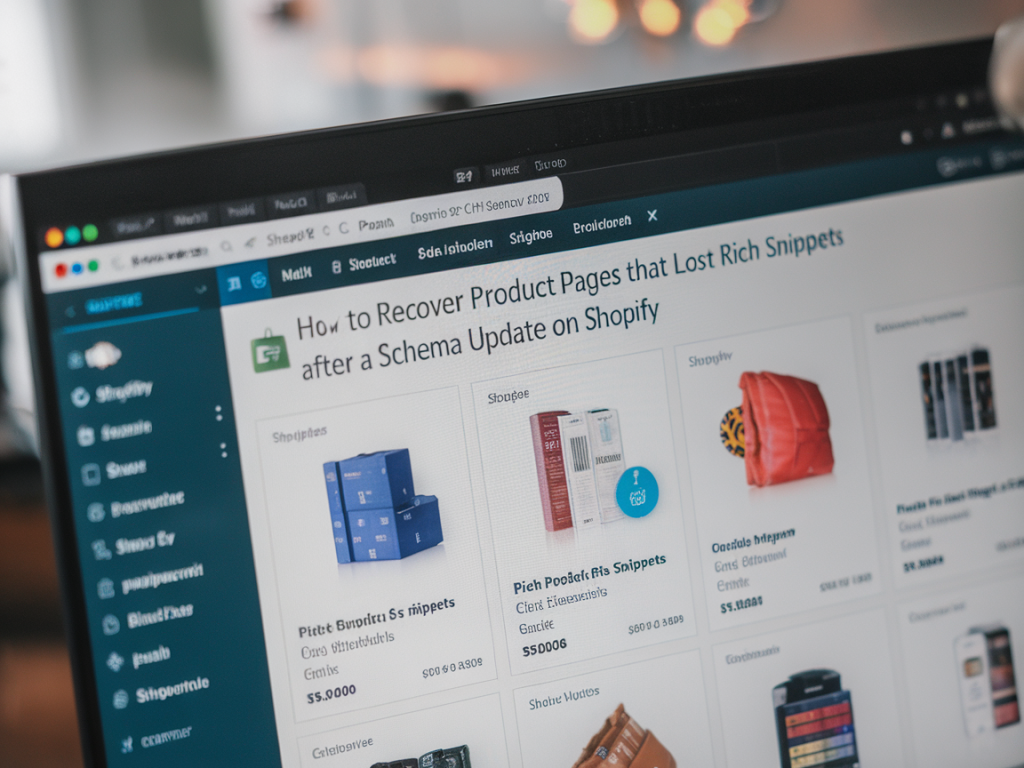 How to recover product pages that lost rich snippets after a schema update on shopify